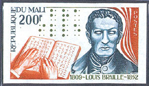 루이 브라유를 표현한 우표 
